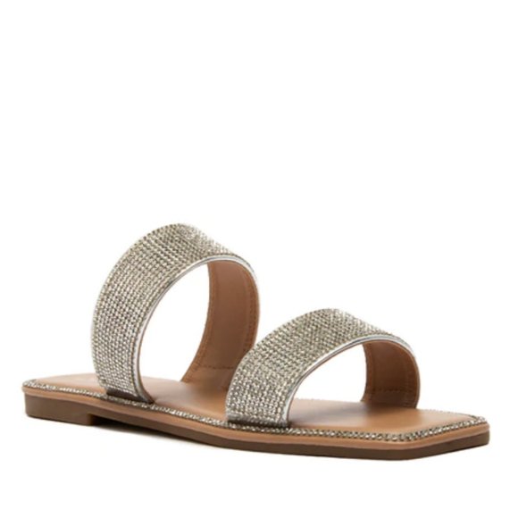 !! NEW !! Embellished Double Strap Square Toe Sandals in Black - Picture 10 of 10